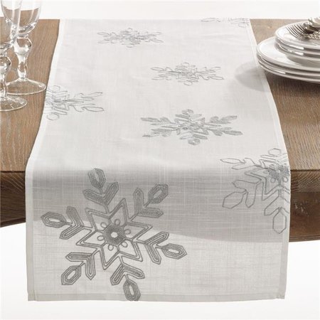 SARO LIFESTYLE SARO 70197.S1670B 16 x 70 in. Rectangle Nivalis Snowflake Design Runner  Silver 70197.S1670B